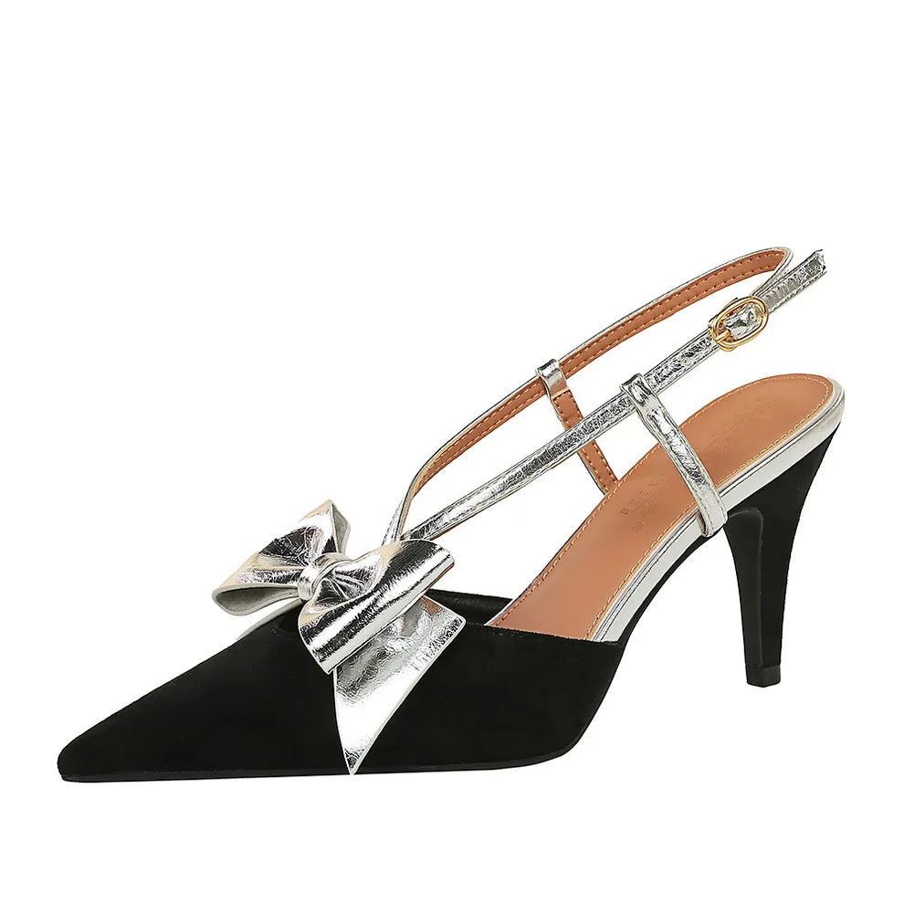 Silver Sequin Heeled Sandals
