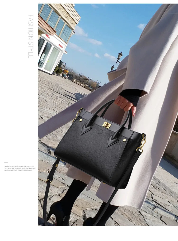 Structured Tote Bag with Twist-Lock Closure