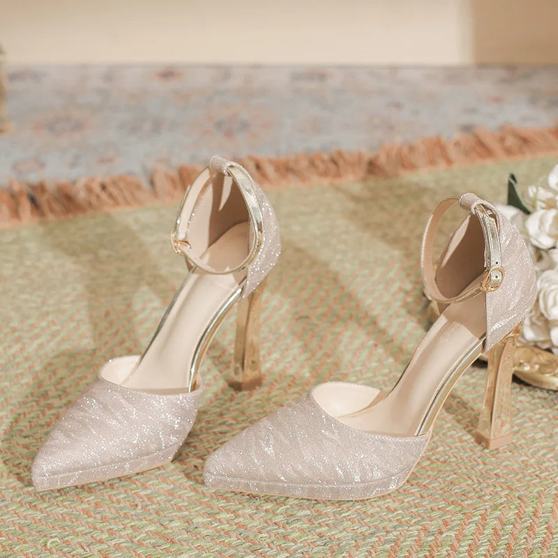 Metallic Thin-Heel Pumps