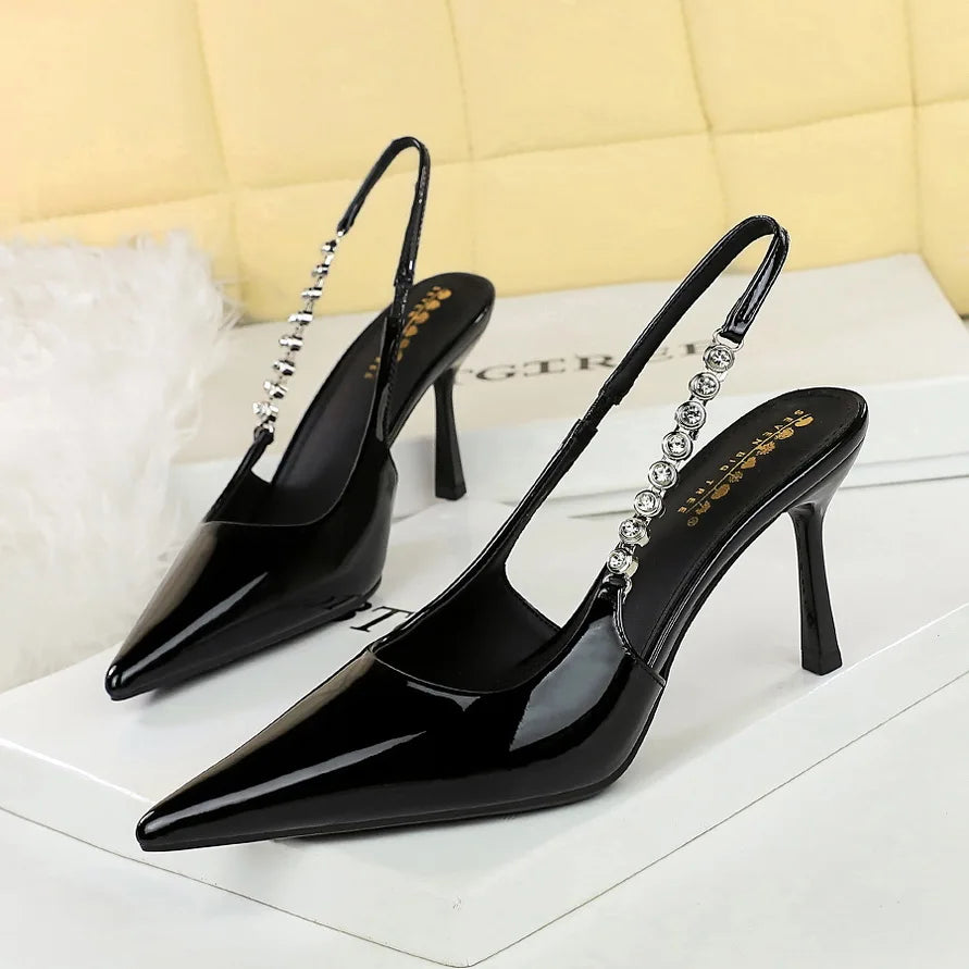 Rhinestone Heeled Sandals for Women