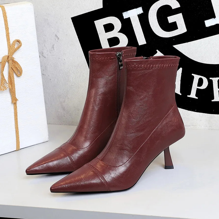Stiletto Zip-Up Ankle Booties