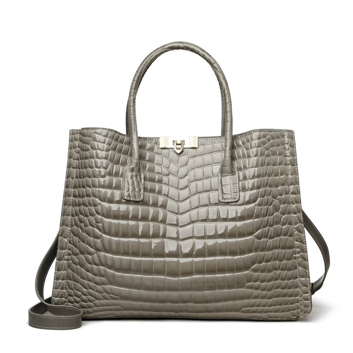 Leather Tote Bag with Woven Strap