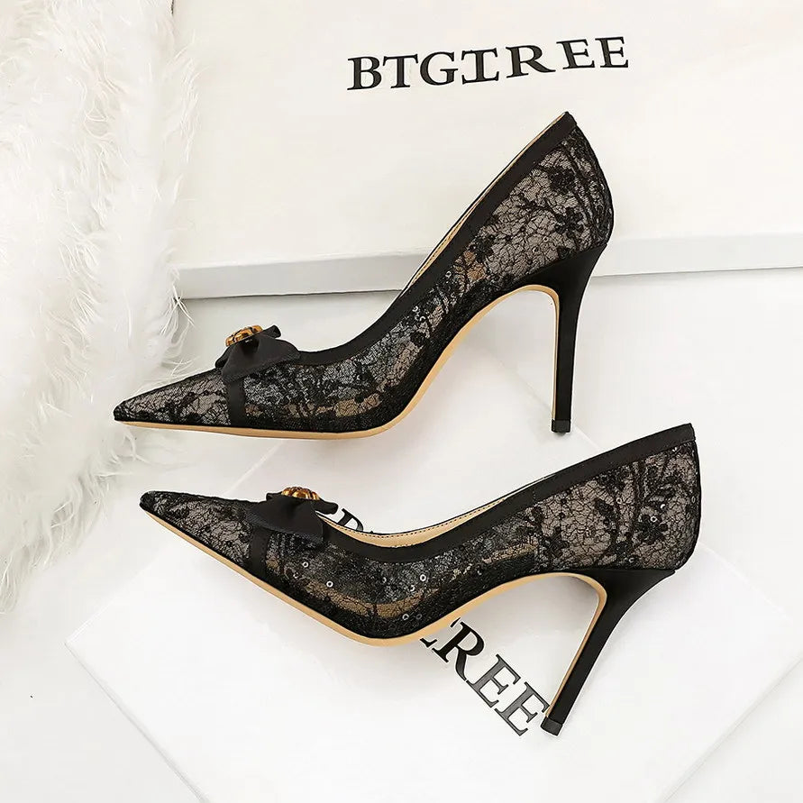 Sequin Low-Cut Heels for Women