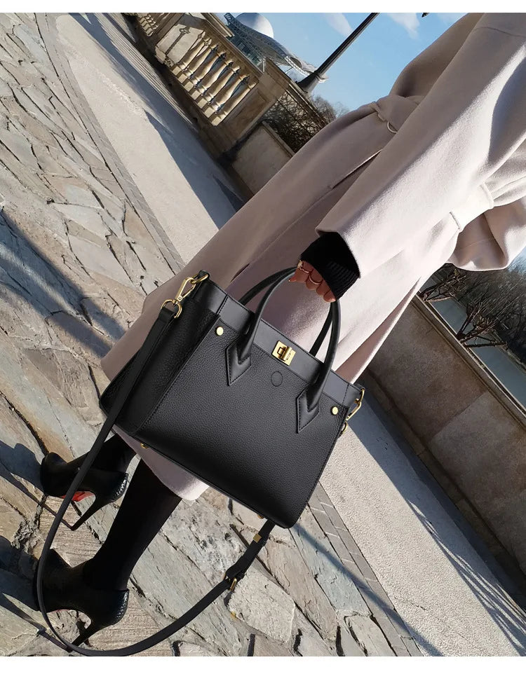 Structured Tote Bag with Twist-Lock Closure