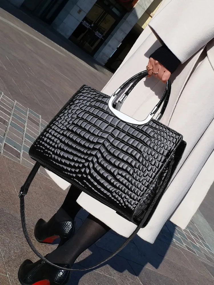 Patent Leather Tote Bag for Women