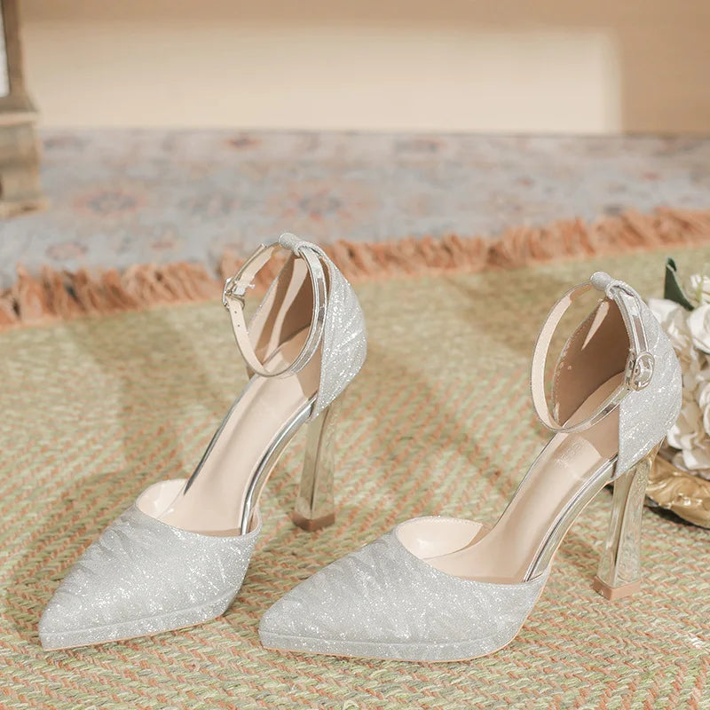 Metallic Thin-Heel Pumps