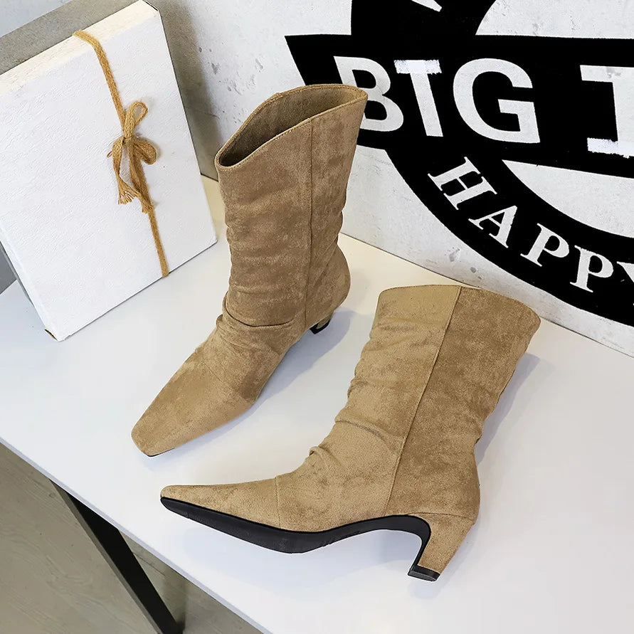 Square-Toe Block-Heel Booties