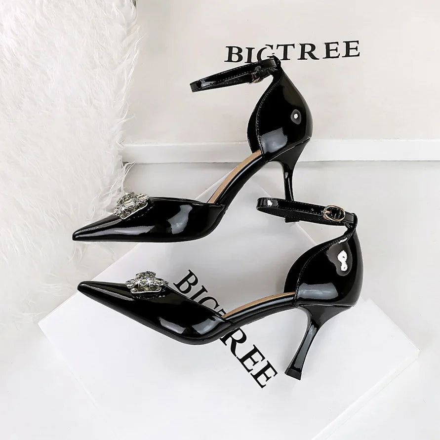 Glitter Bow Pointed-Toe Heels for Women