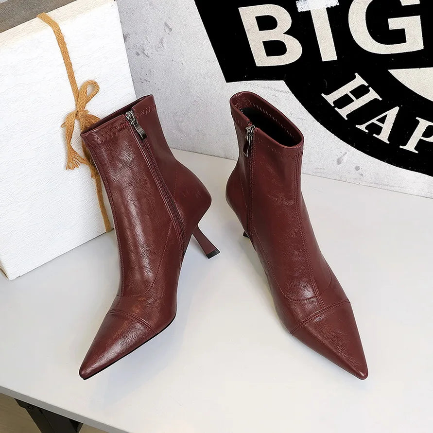 Stiletto Zip-Up Ankle Booties