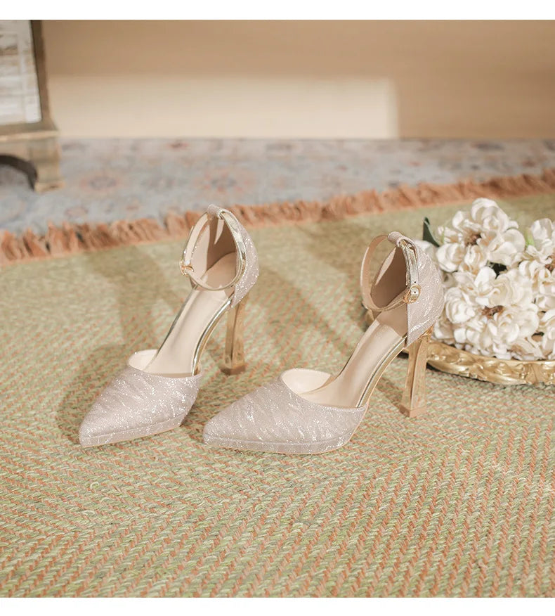 Metallic Thin-Heel Pumps