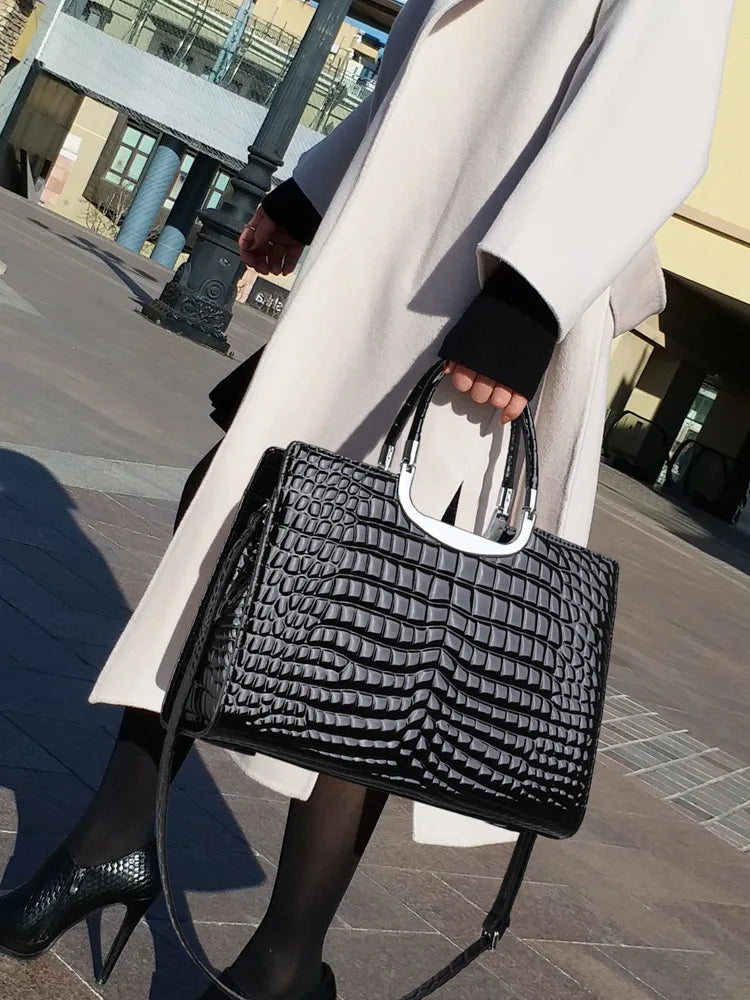 Patent Leather Tote Bag for Women