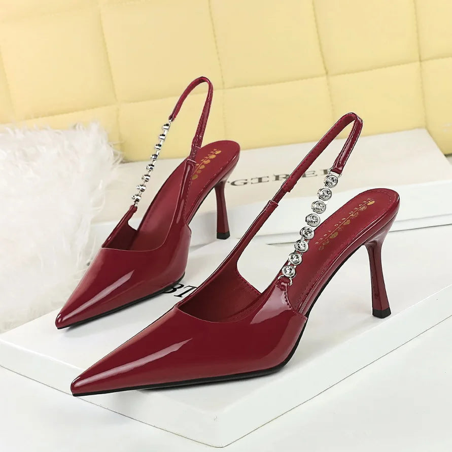 Rhinestone Heeled Sandals for Women