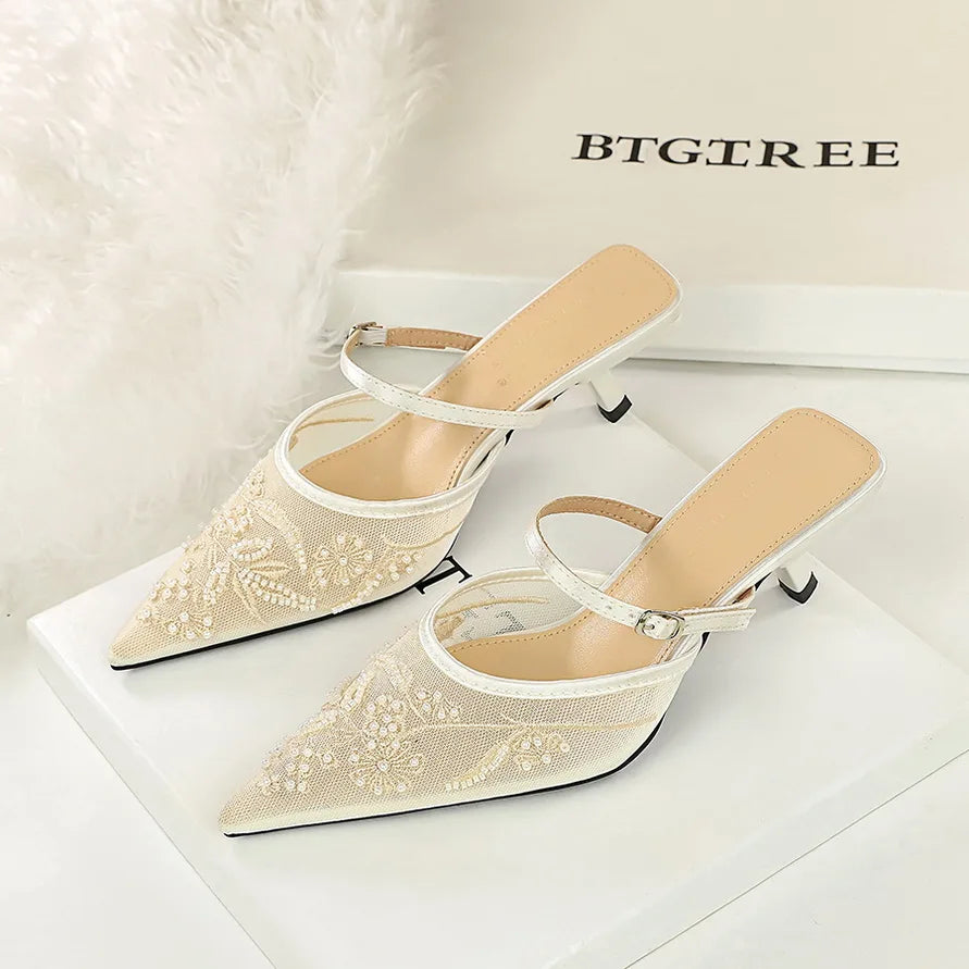Two-Tone Heeled Sandals for Women