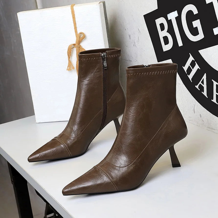 Stiletto Zip-Up Ankle Booties