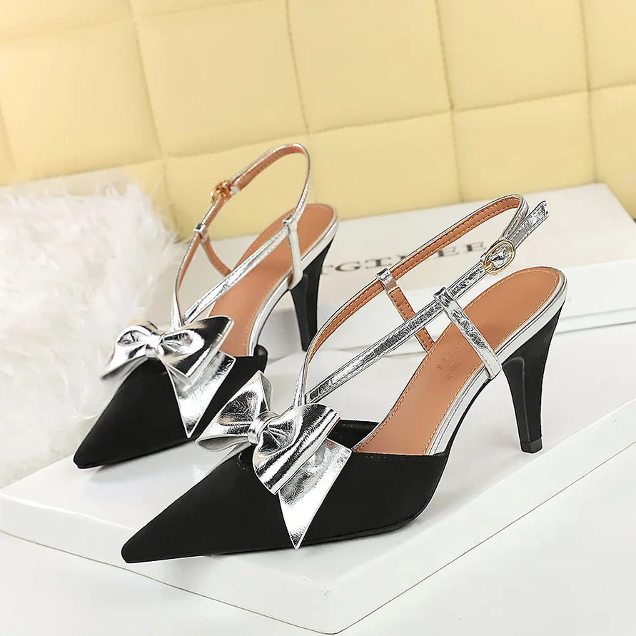 Silver Sequin Heeled Sandals