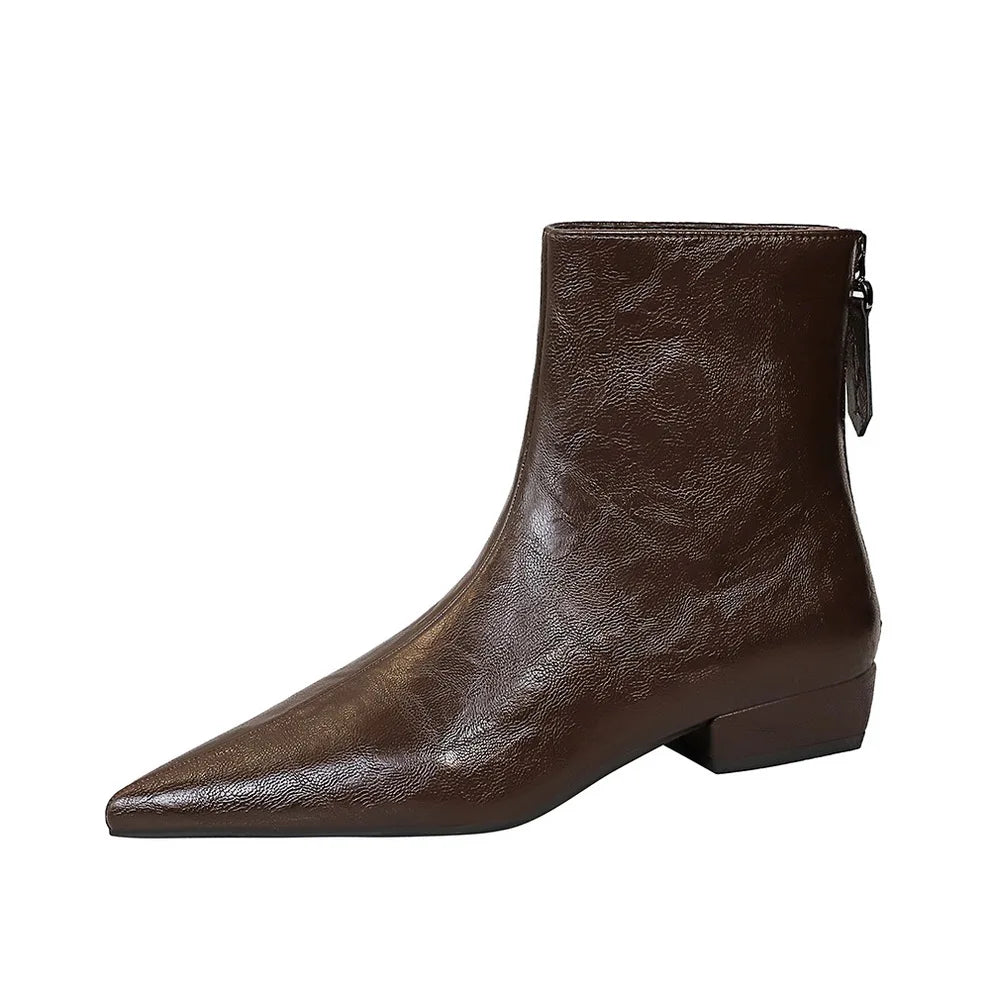 Pointed-Toe Block-Heel Booties