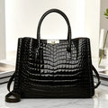 Leather Tote Bag with Woven Strap