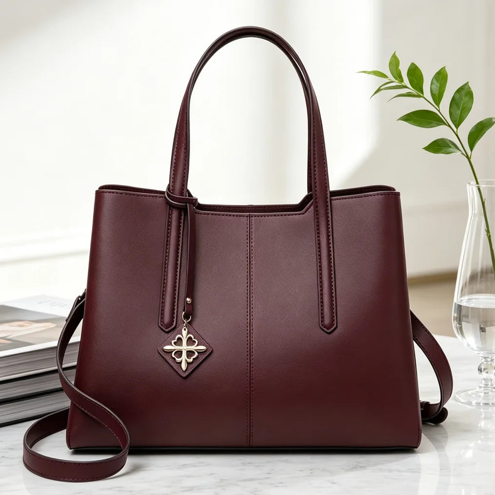 Belted Leather Tote Bag for Women