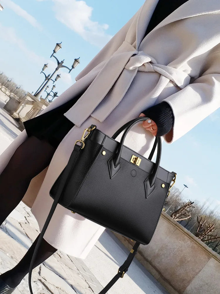 Structured Tote Bag with Twist-Lock Closure
