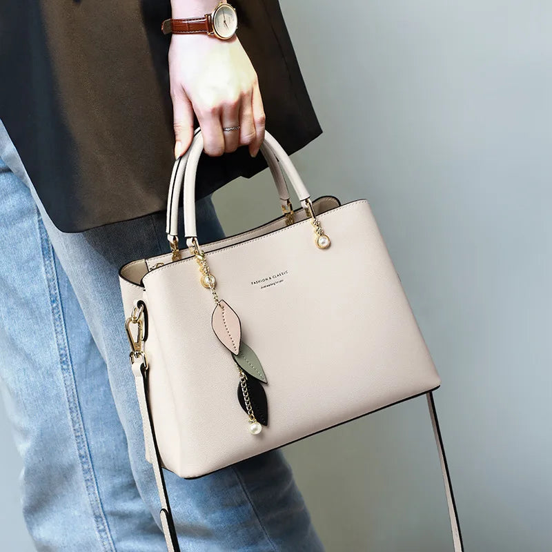 Soft Leather Shoulder Tote Bag