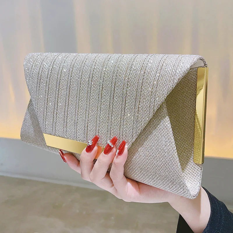 Chain-Strap Evening Clutch Bag