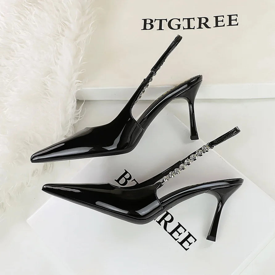 Rhinestone Heeled Sandals for Women
