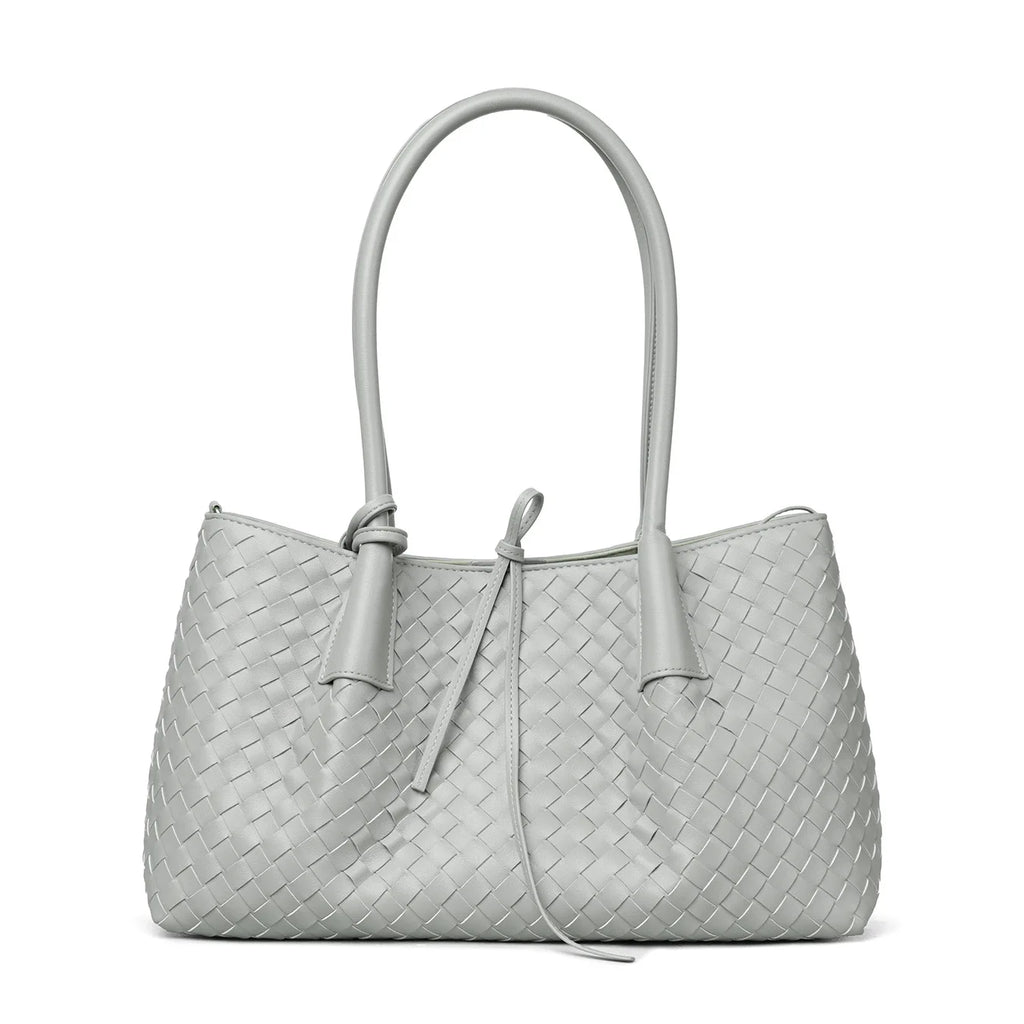 Woven Leather Tote Bag with Knotted Handle
