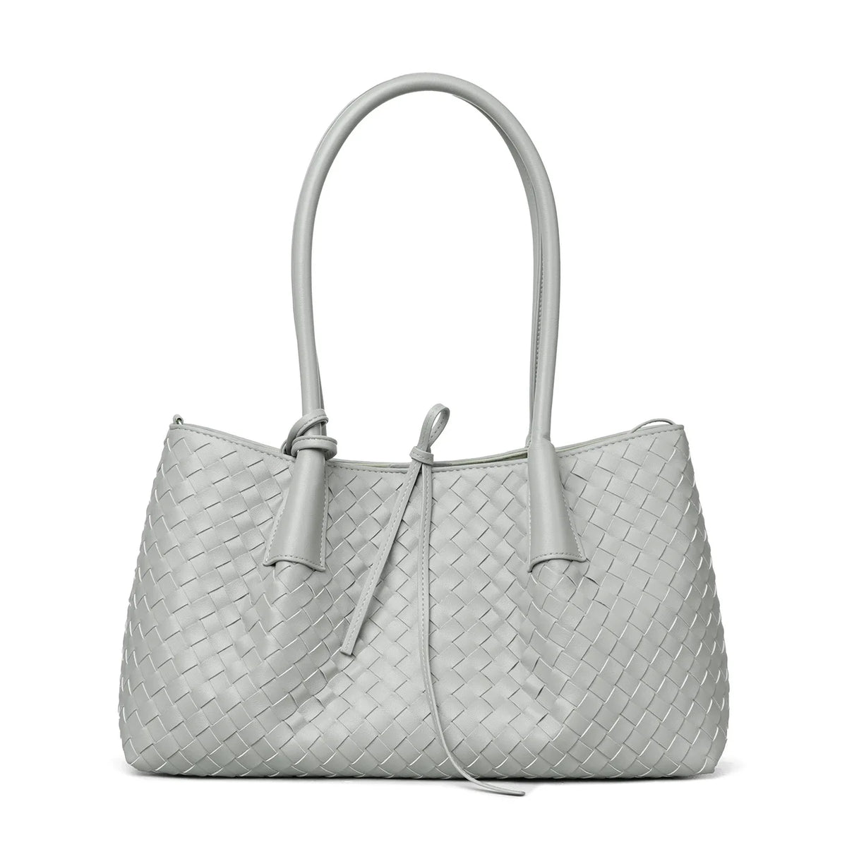Woven Leather Tote Bag with Knotted Handle