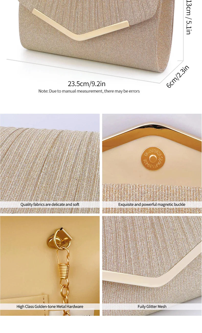 Glitter Envelope Clutch Bag for Women