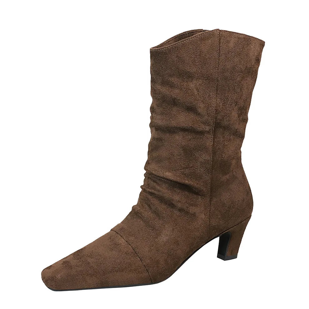 Square-Toe Block-Heel Booties