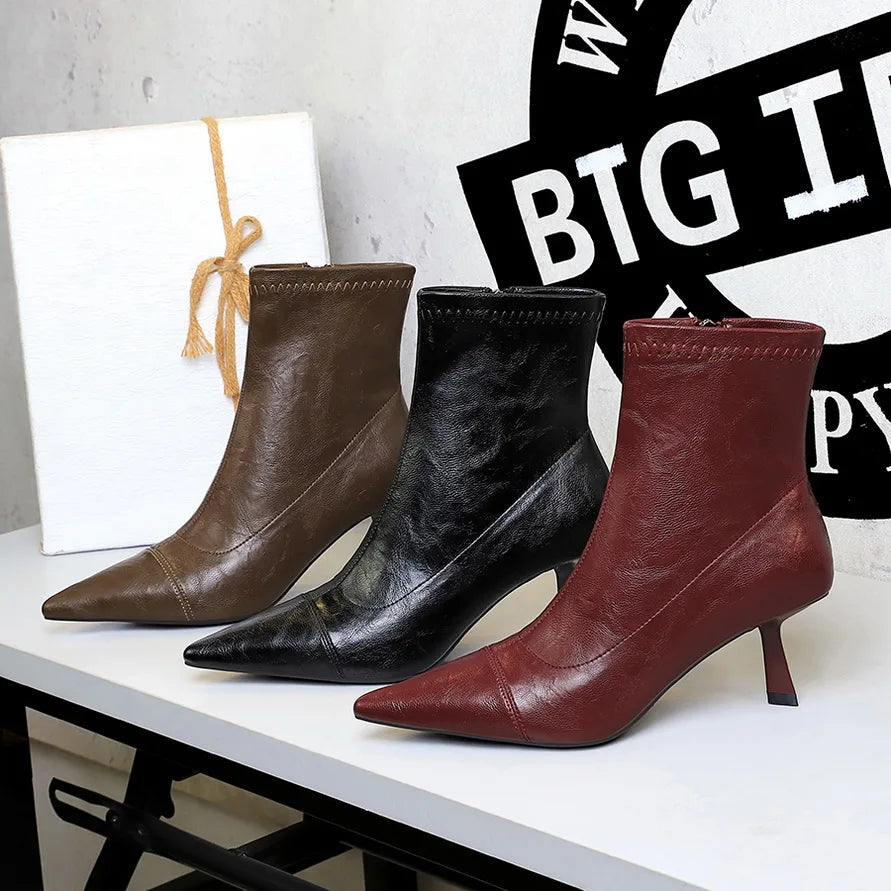 Stiletto Zip-Up Ankle Booties