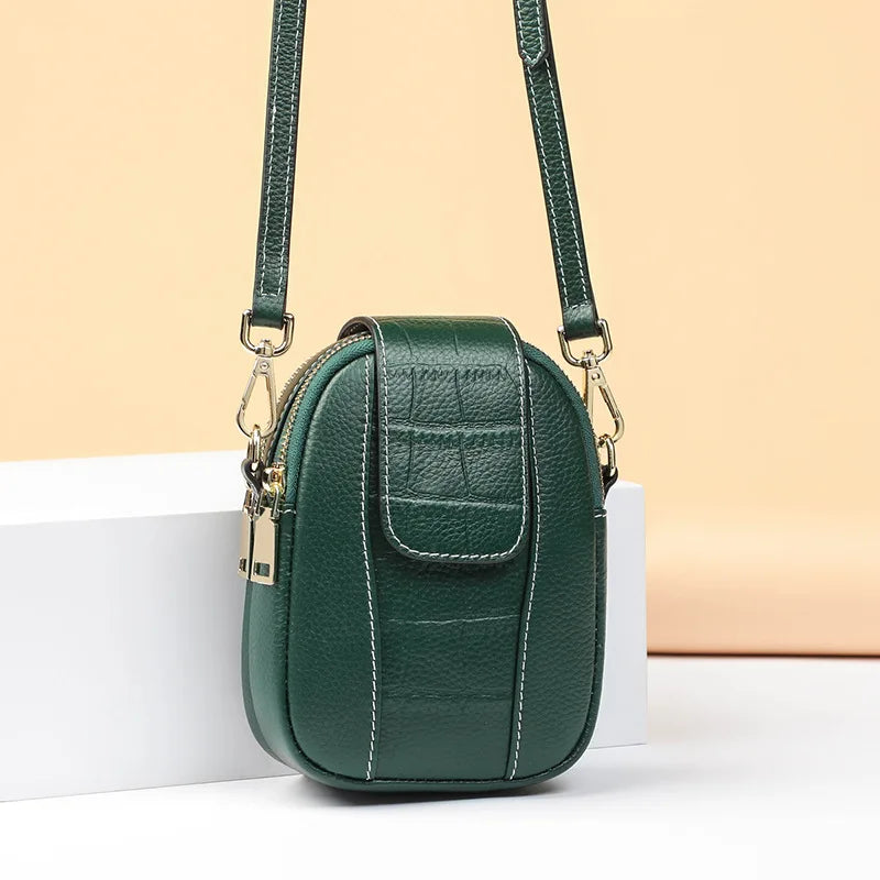 Curved Leather Crossbody Bag for Women