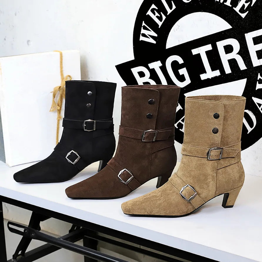Square-Heel Ankle Booties for Women