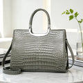 Crocodile-Embossed Tote Bag with Cutout Handle