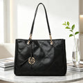Diamond-Quilted Leather Tote Bag