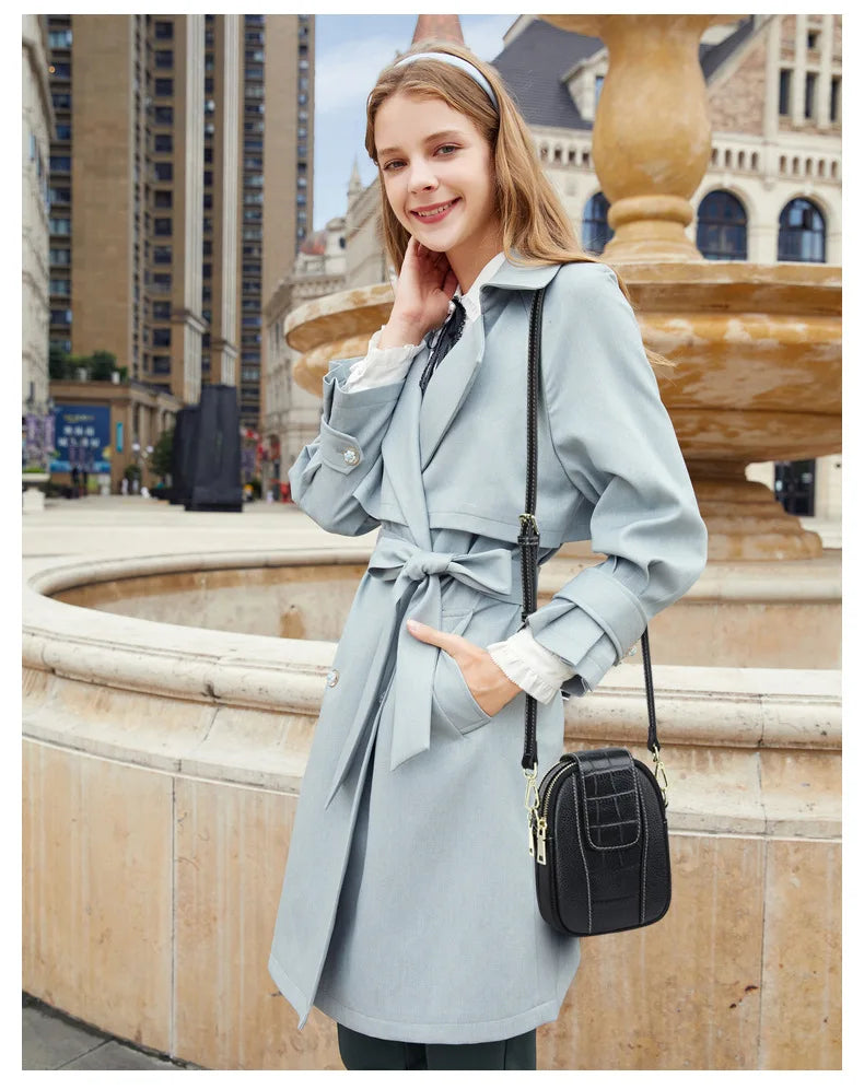 Curved Leather Crossbody Bag for Women