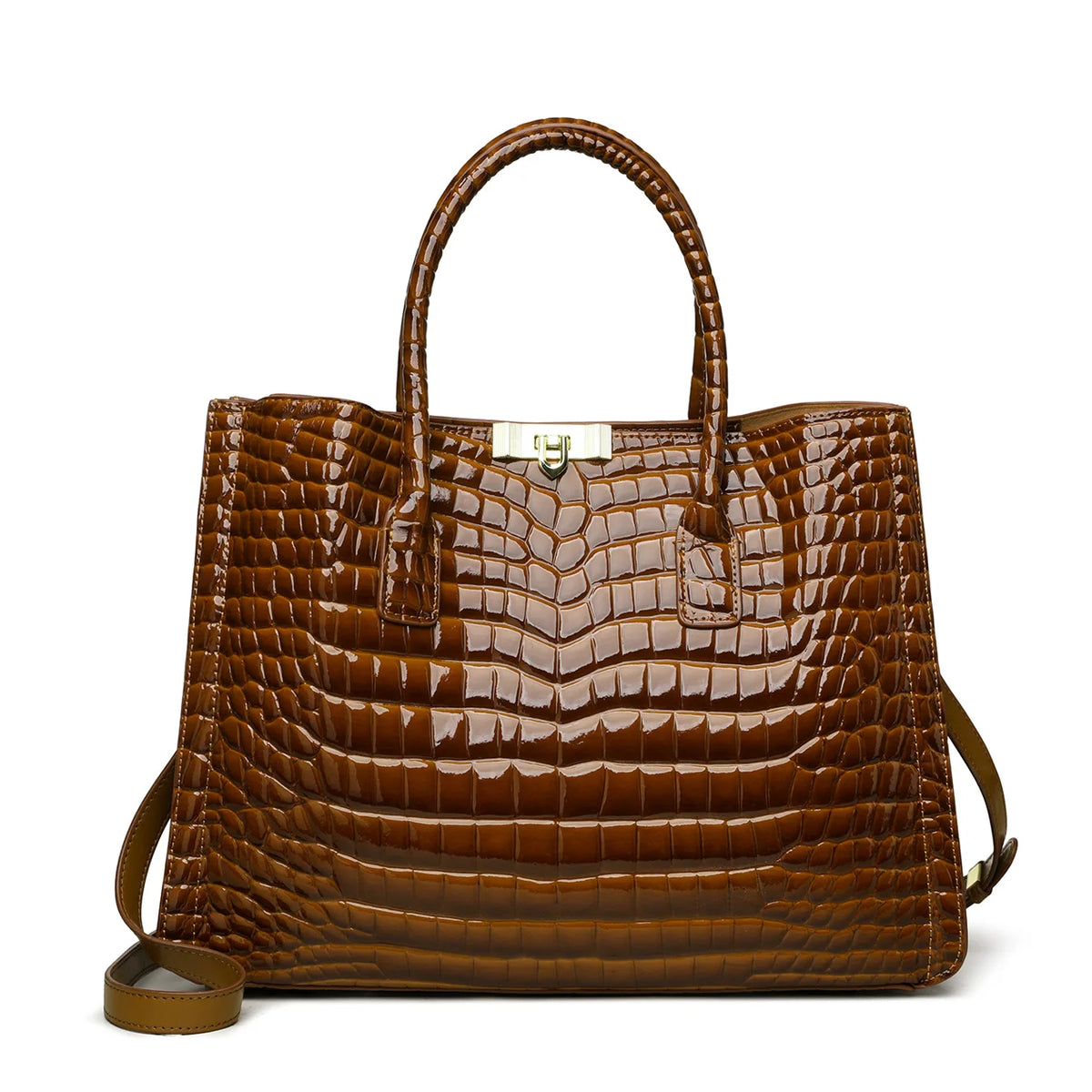 Leather Tote Bag with Woven Strap