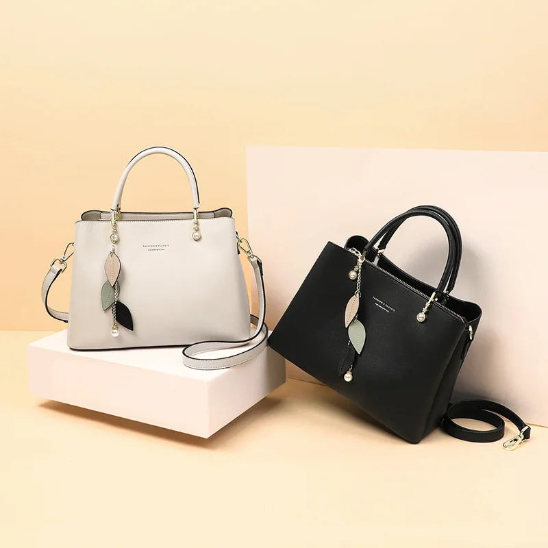 Soft Leather Shoulder Tote Bag