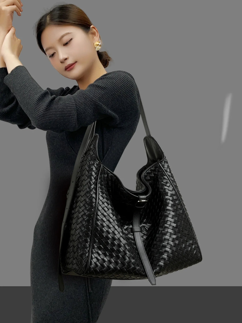Woven Leather Hobo Bag for Women