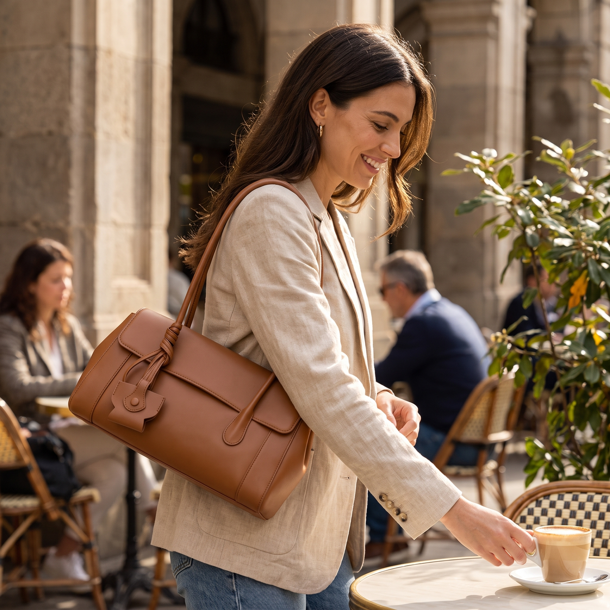 Tassel Leather Barrel Bag for Women