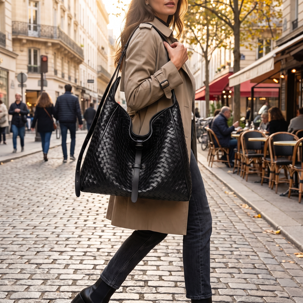 Woven Leather Hobo Bag for Women