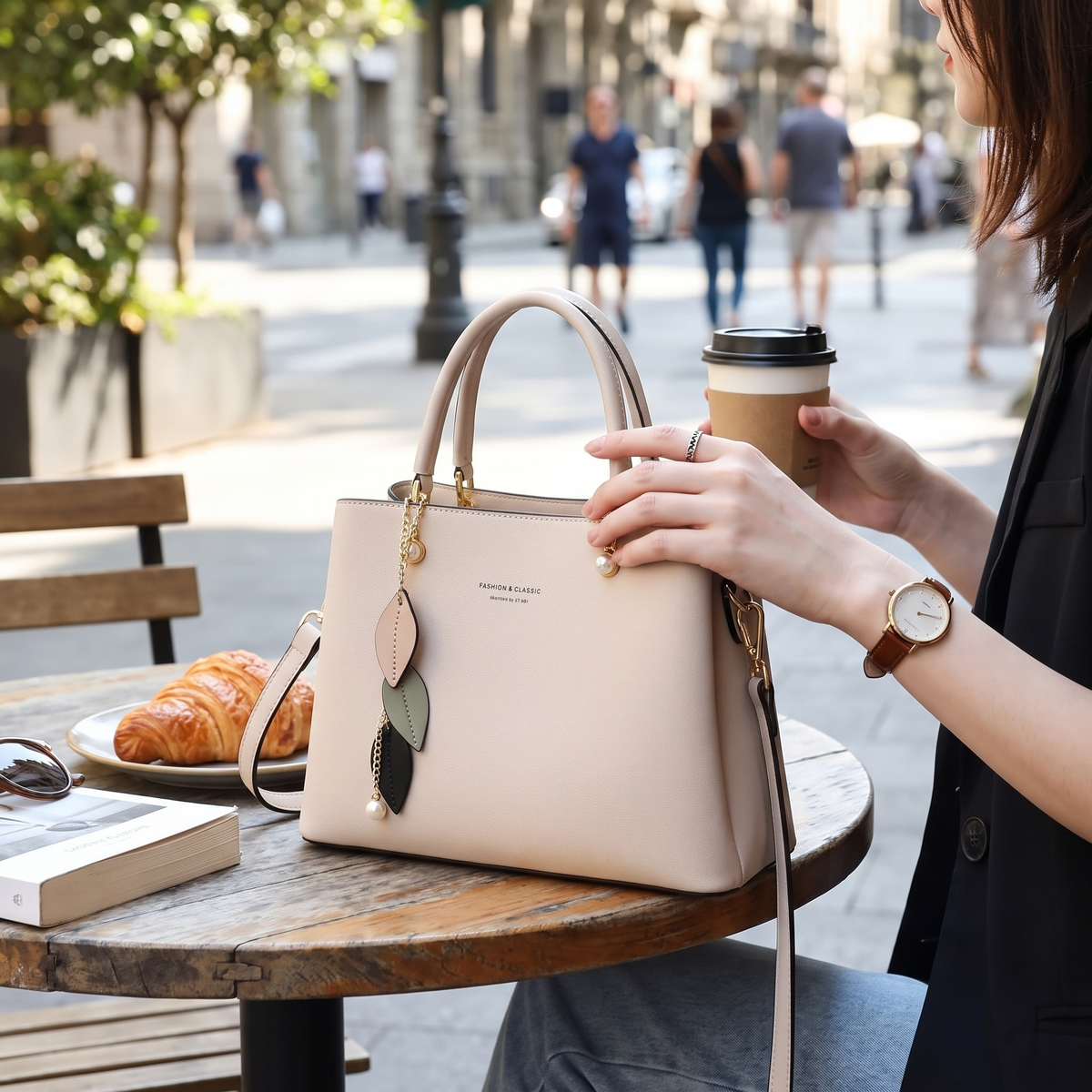 Soft Leather Shoulder Tote Bag