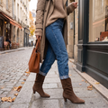 Square-Toe Block-Heel Booties